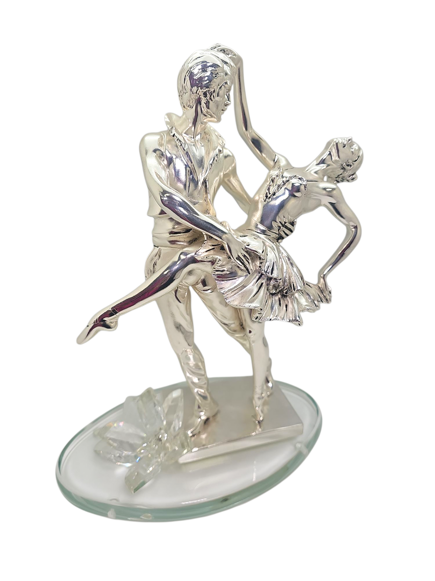 Figura de novia y novio en plata italiana 925 Argento con flor de cristal Swarovski #2620