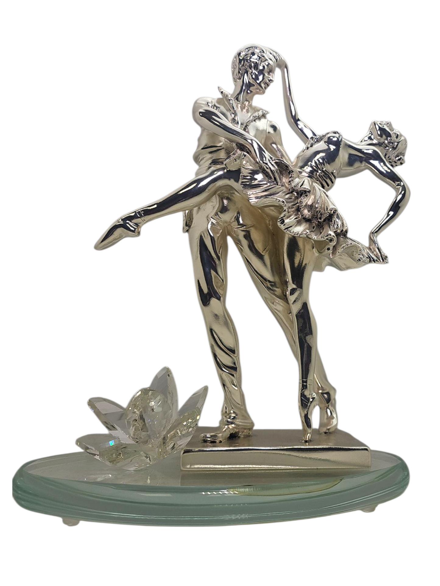Figura de novia y novio en plata italiana 925 Argento con flor de cristal Swarovski #2620