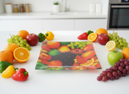 Glass Decorative Fruit Plate apples and other fruits Design GHP25