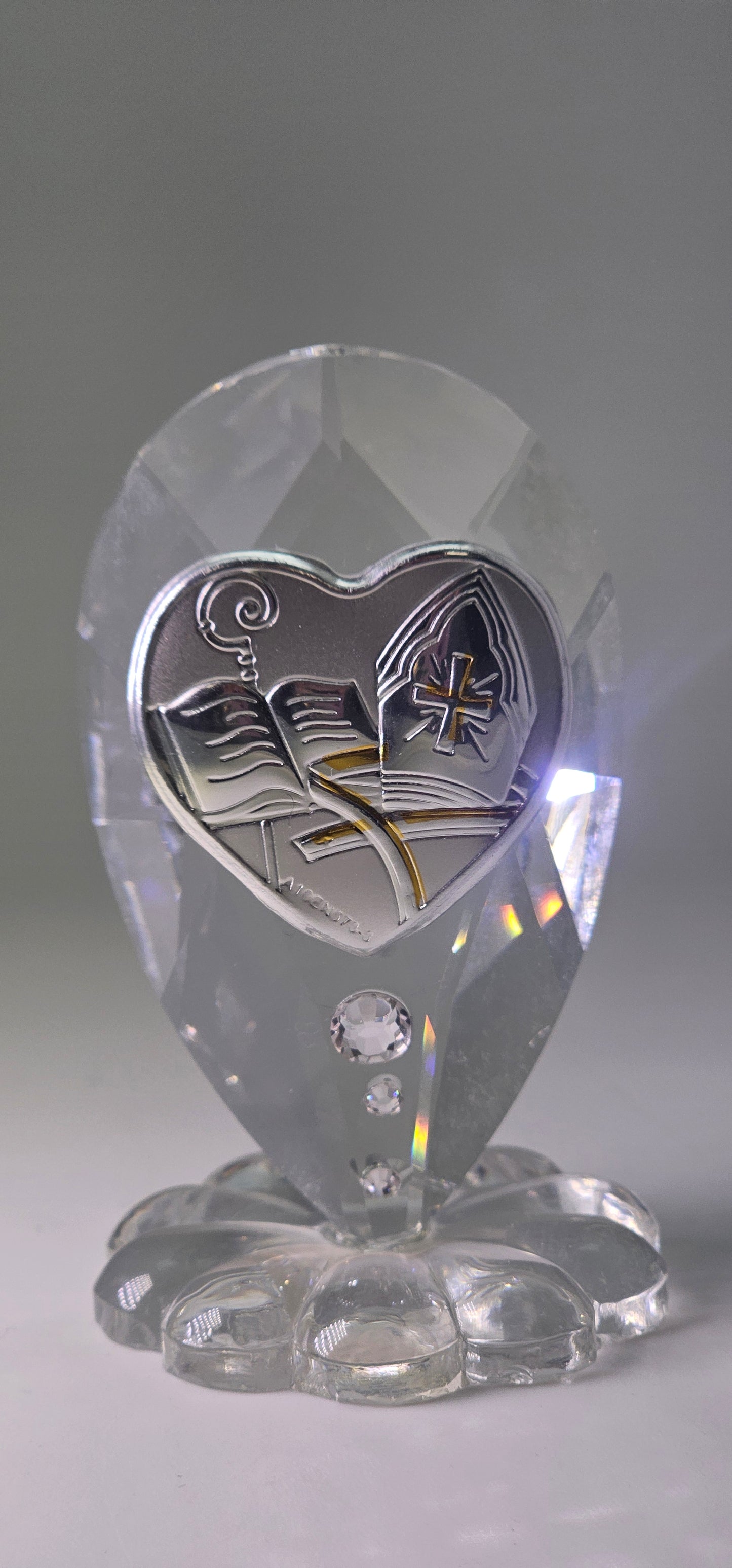 Confirmation Teardrop Icon in 925 Silver Argento on Italian Crystal Base #32790C