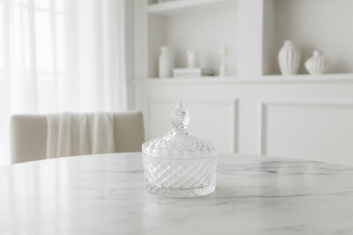 Marsiglia Collection Candle Jewelry Box Accented in White DC24020-W