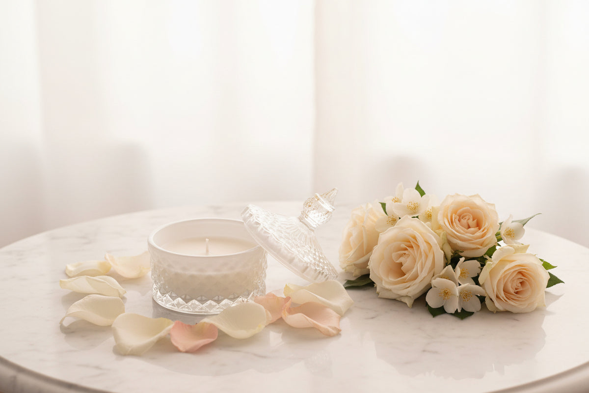 Marsiglia Collection Candle Jewelry Box Accented in White DC24020-W