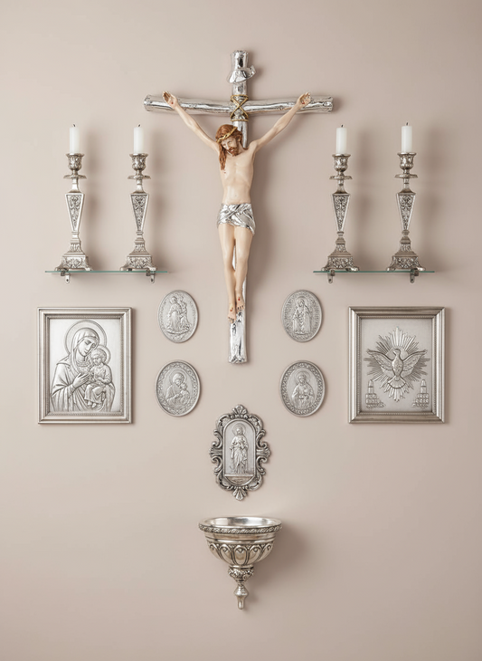 Christ on cross Mosaic 925 Argento and Porcelain #7272