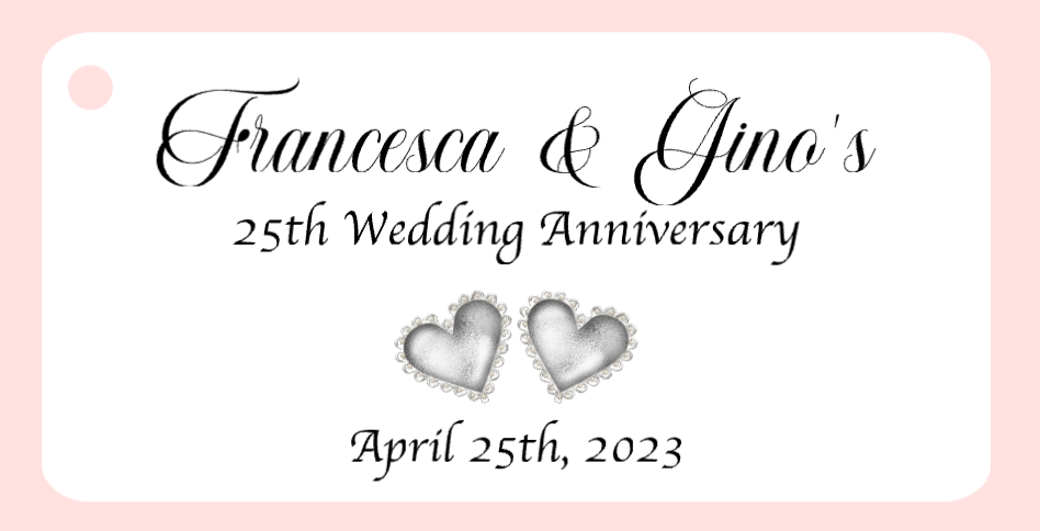 25 Years Wedding Anniversary Bigliettini / Tags MMA-015