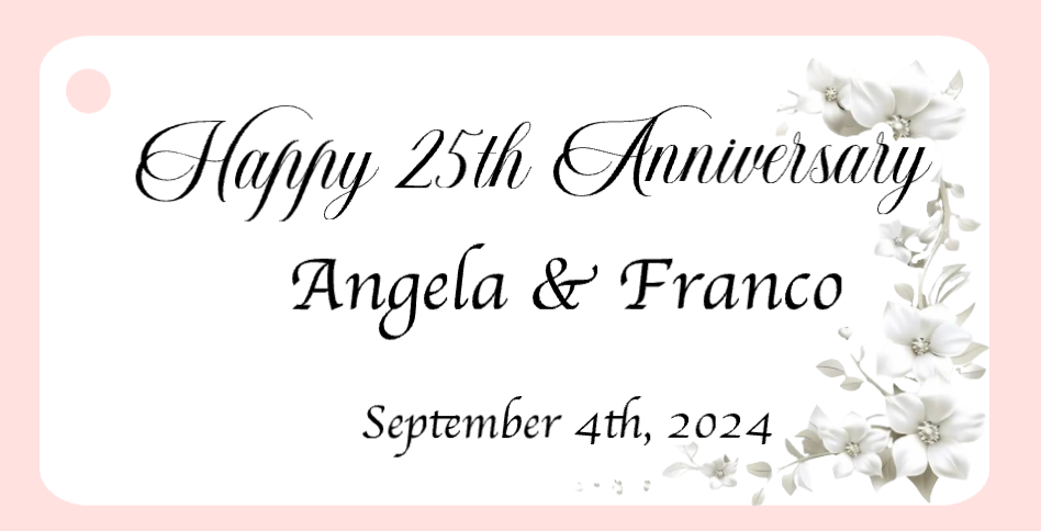 25 Years Wedding Anniversary Bigliettini / Tags MMA-017