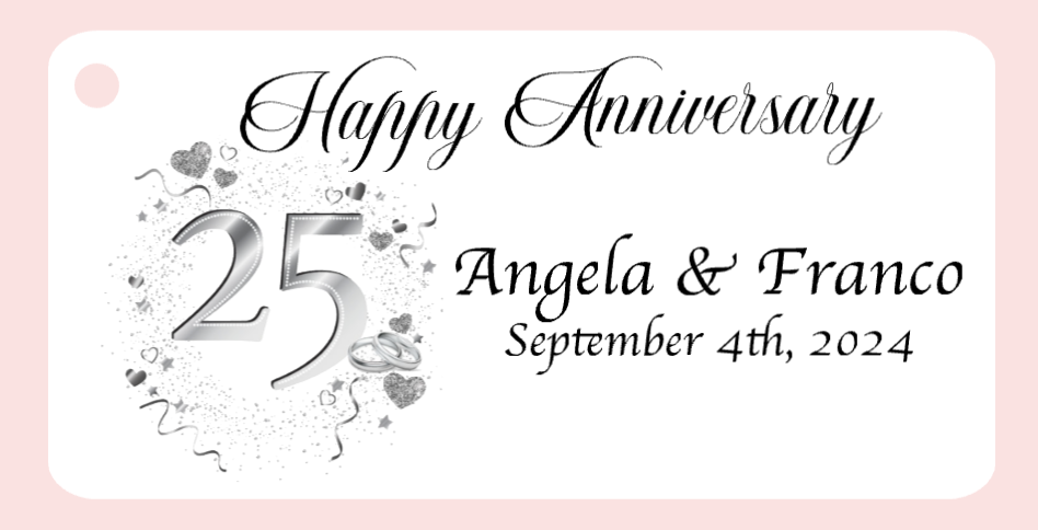 25 Years Wedding Anniversary Bigliettini / Tags MMA-012