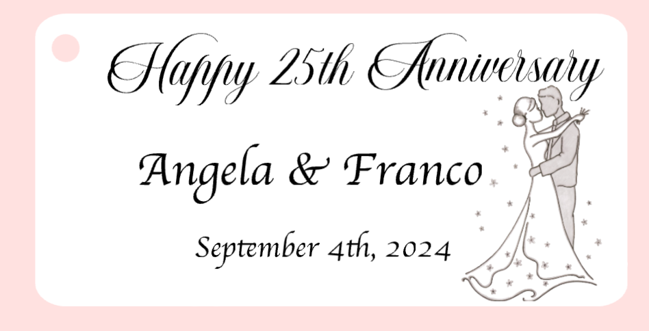 25 Years Wedding Anniversary Bigliettini / Tags MMA-006