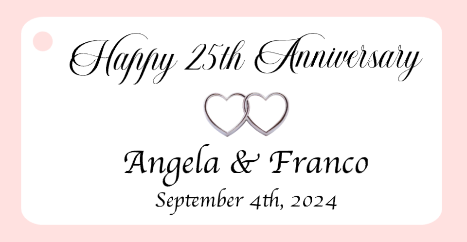 25 Years Wedding Anniversary Bigliettini / Tags MMA-010