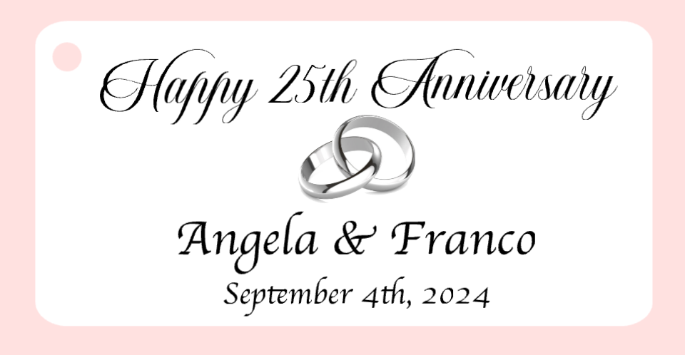 25 Years Wedding Anniversary Bigliettini / Tags MMA-013