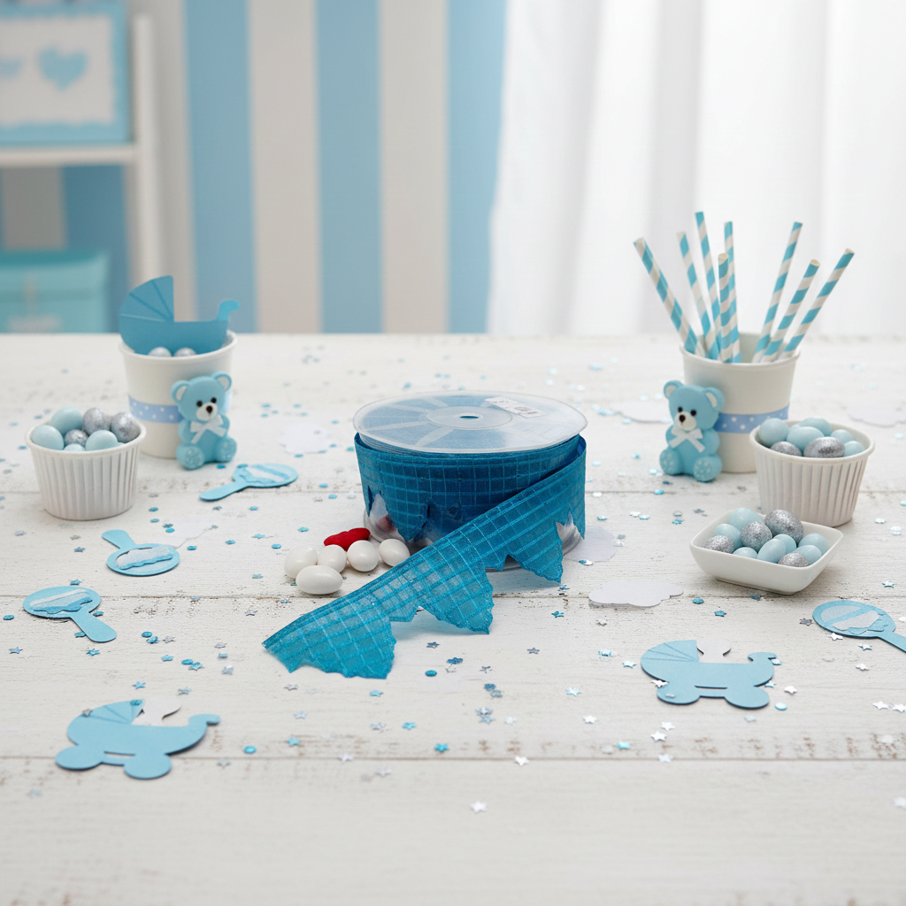 Italian Confetti Flower Ribbon Turquoise #H745-110