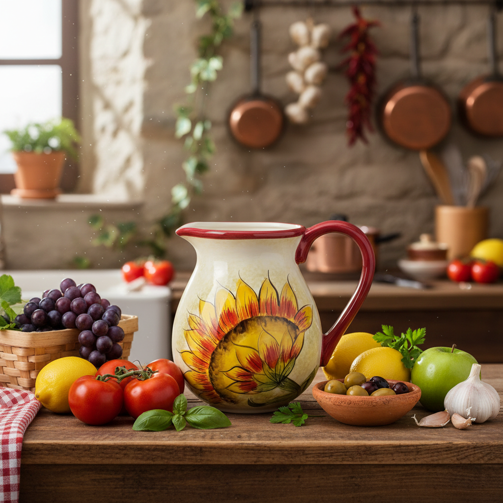 Cucina Italiana Ceramica Girasole Design Brocca Vino/Acqua 3 Litri #1657/514