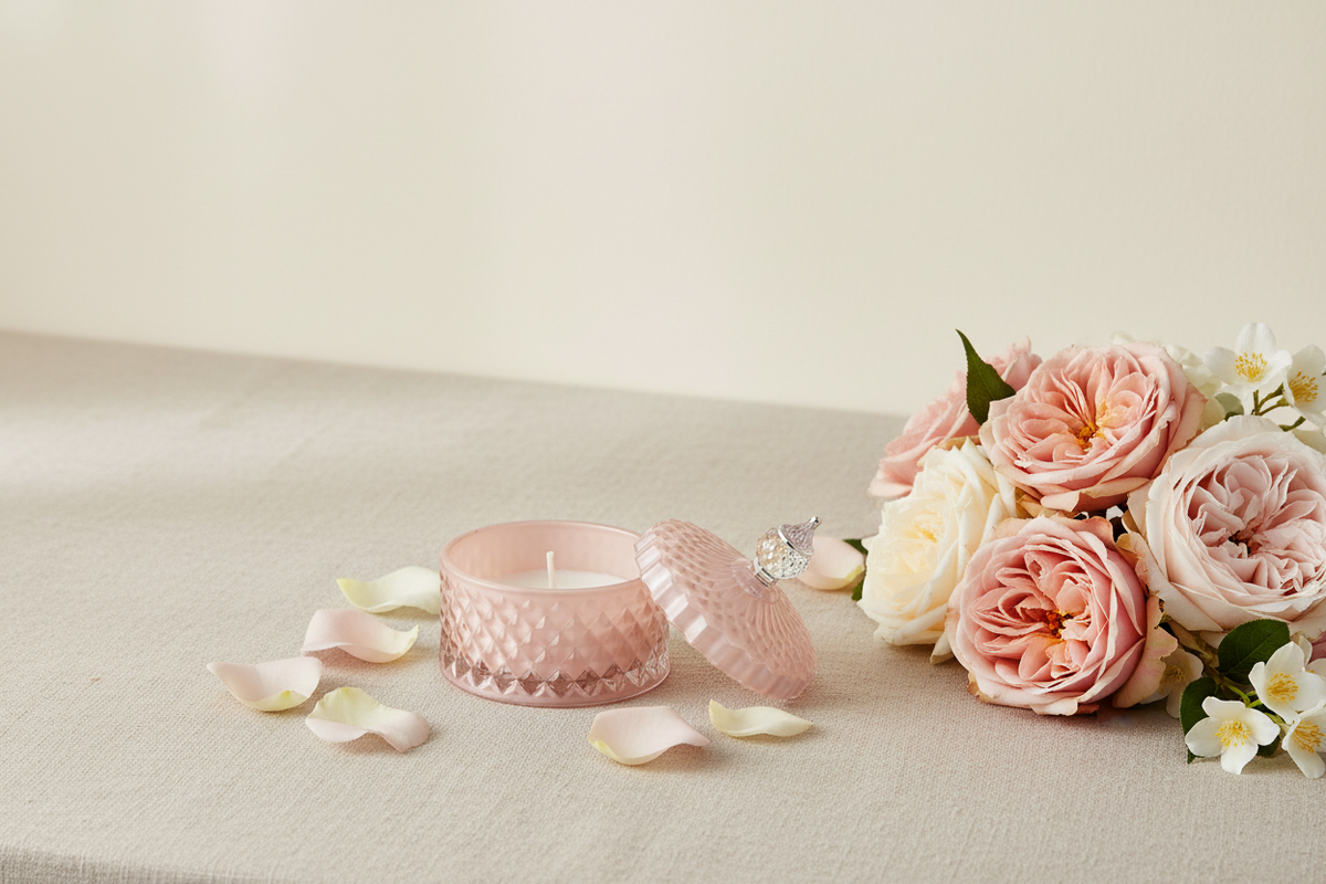 Marsiglia Collection Candle Jewelry Box Accented in Pink DC24020-P