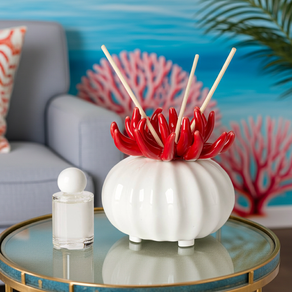 Difusor de láminas de coral Debora Carlucci con fondo de porcelana esmerilada #DC4989R