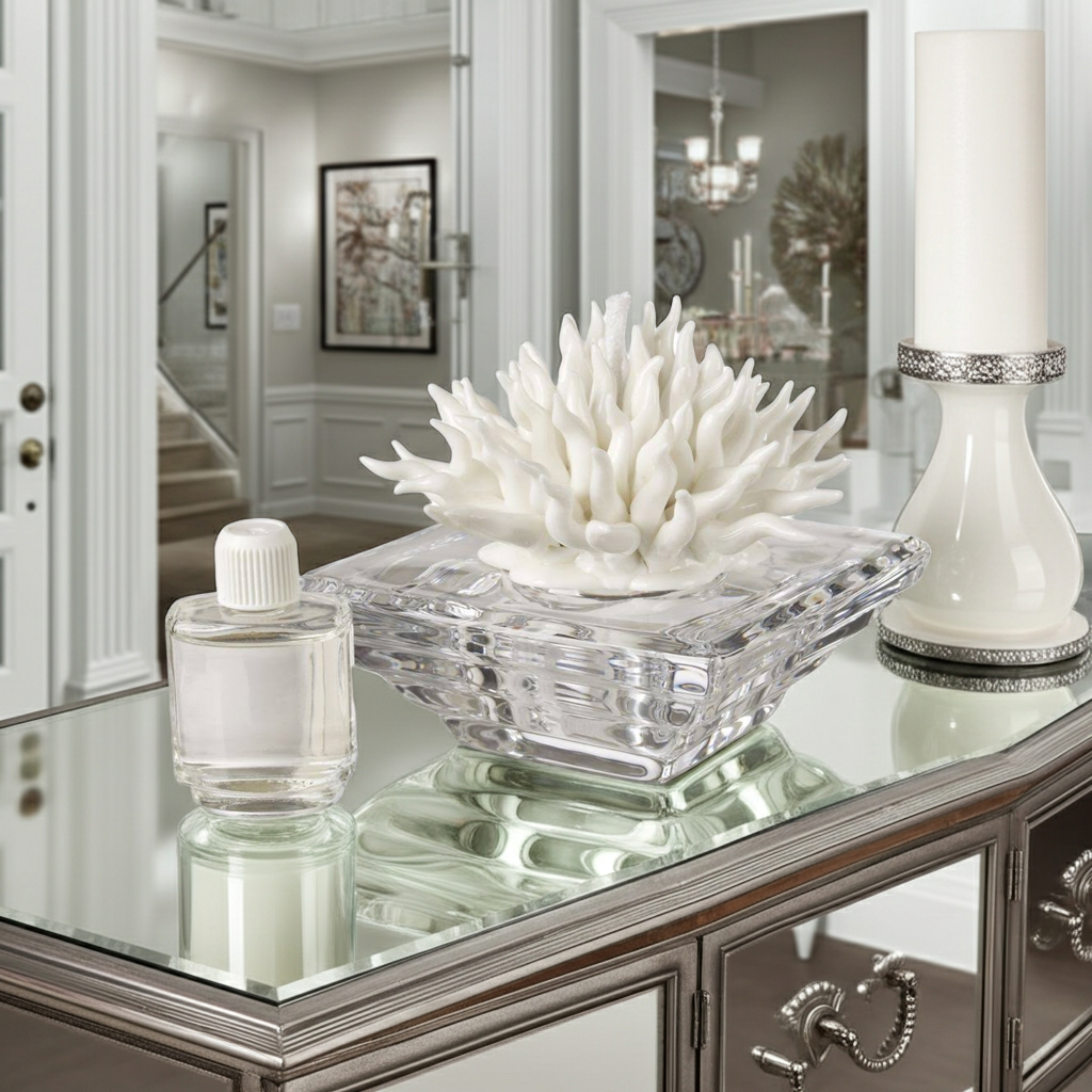 Diffusore per aromaterapia con base in cristallo di corallo bianco Debora Carlucci con profumo # DC2684