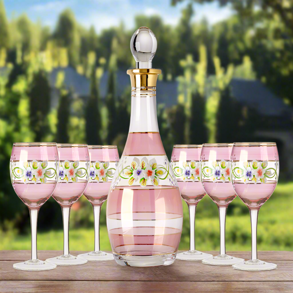 Juego de vasos de vino y decantador de 7 piezas #JY7410