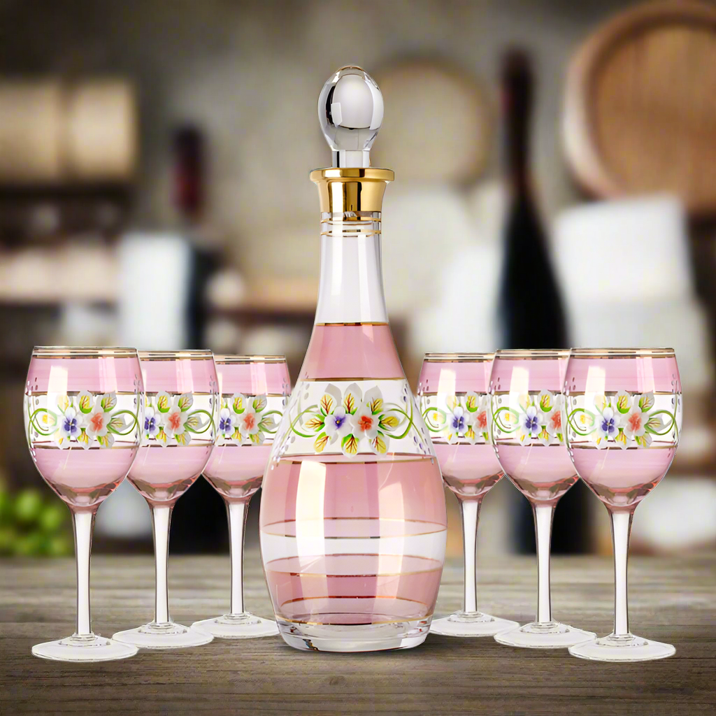 Juego de vasos de vino y decantador de 7 piezas #JY7410