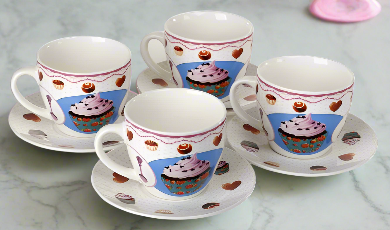 Juego de tazas de café de porcelana Diseño de cupcakes #ZPX13242