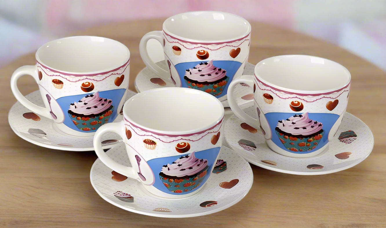 Juego de tazas de café de porcelana Diseño de cupcakes #ZPX13242