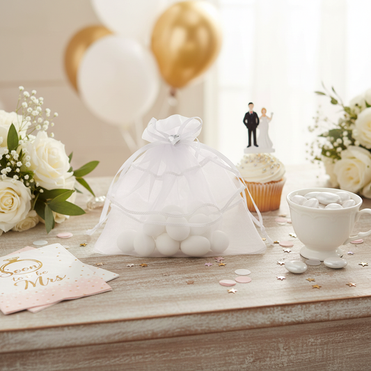 PO1535 Estuche para vestido de confeti-Bolsa blanca de 12 piezas