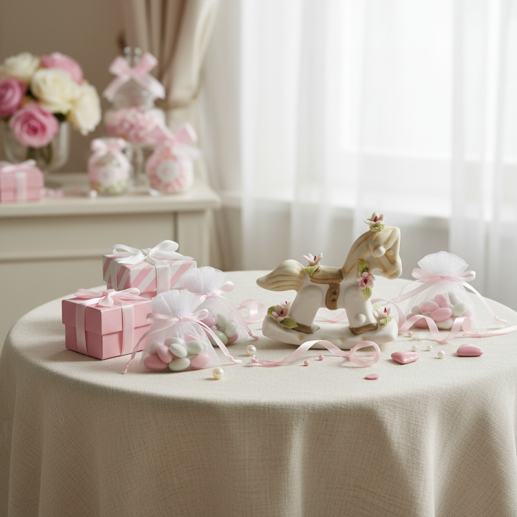 Porcelain Capodimonte Baby Rocking Horse Party Favors #F8767