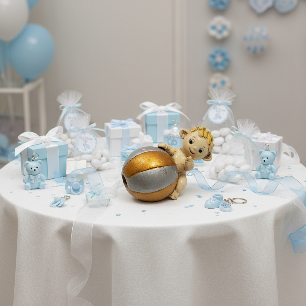 Baby Boy Ball / Baby Bottle Bomboniere # 6D354