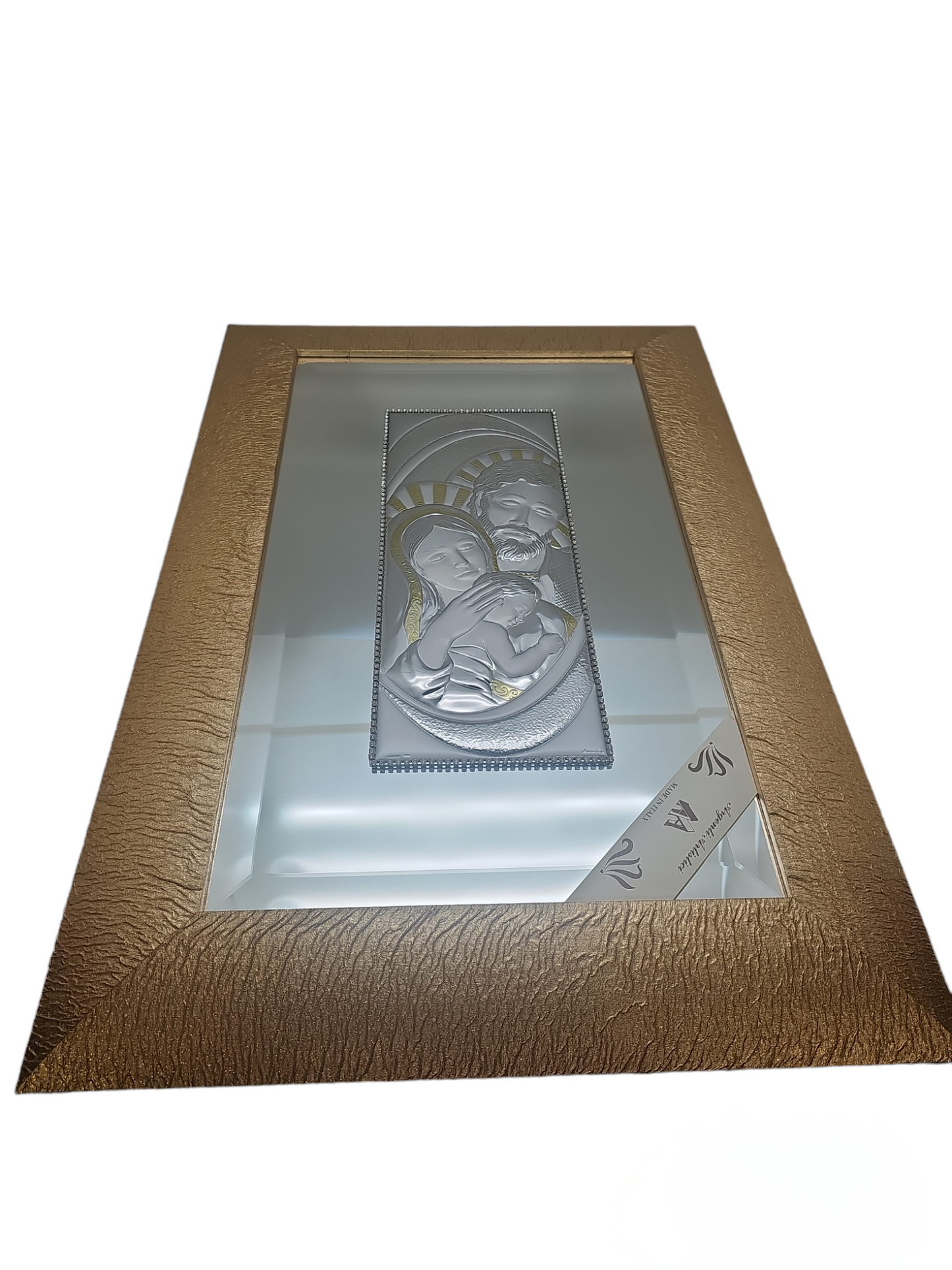 Italian 925 Argento Gold Holy Family Wall Plaque #SIMA103