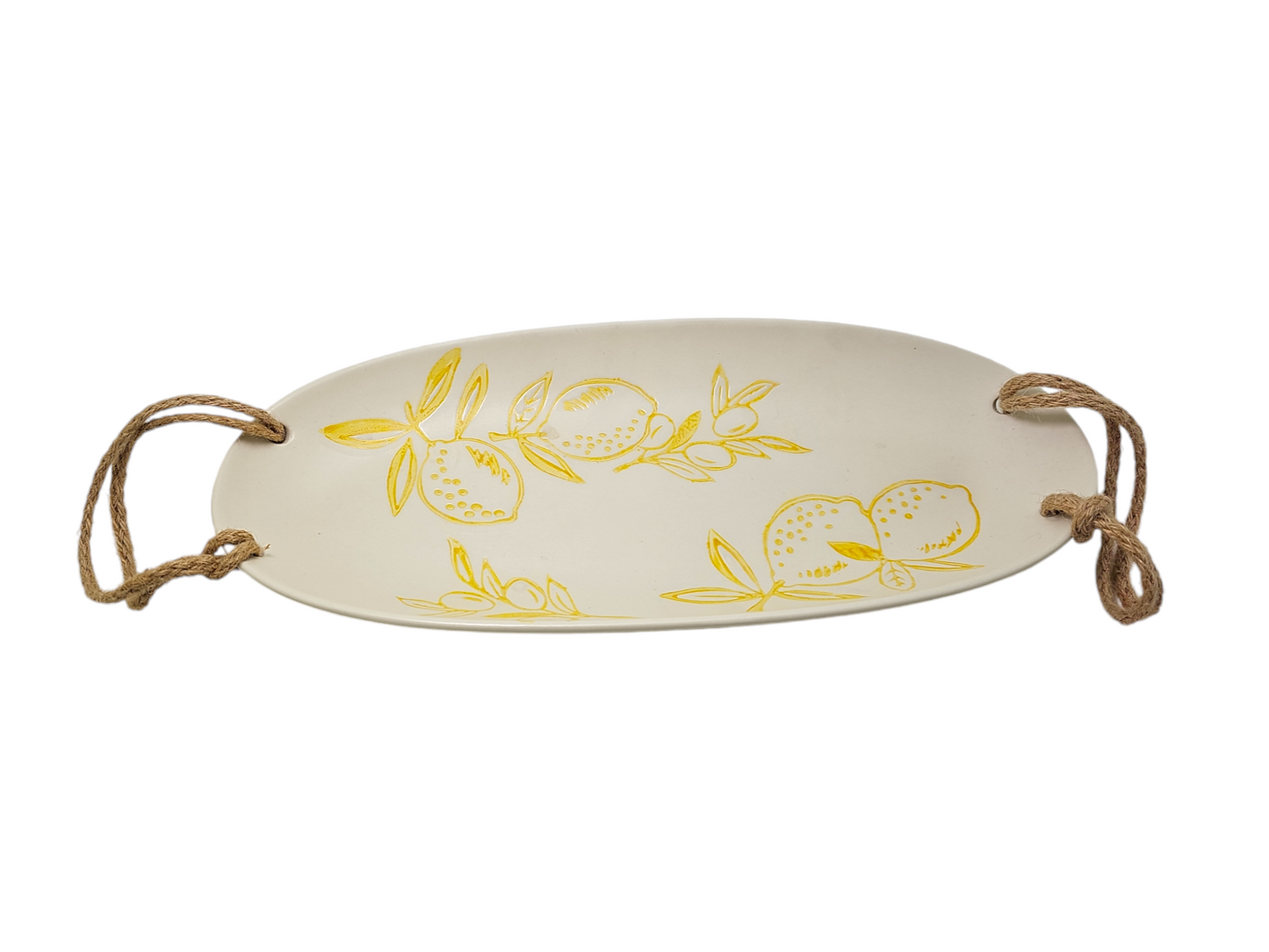 Cucina Italiana Lemon Design Oval Serving Plate W. Rope 14" L131303-456