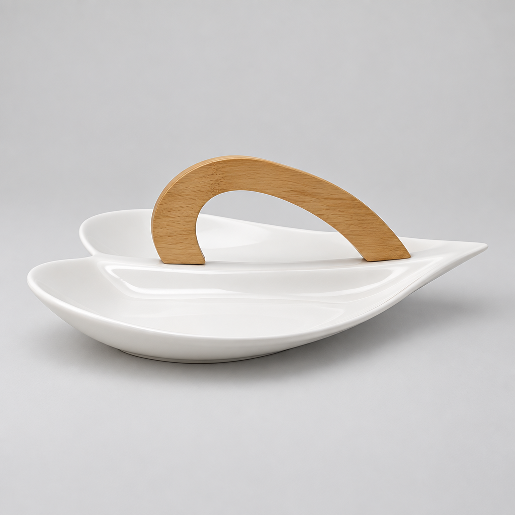 Debora Carlucci Tabla para cortar queso de 3 piezas de porcelana blanca y madera #4556