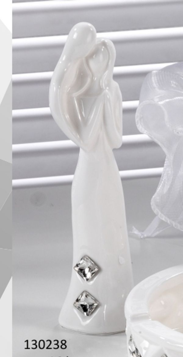 Figurilla de pareja de enamorados de porcelana blanca italiana n.° 130238