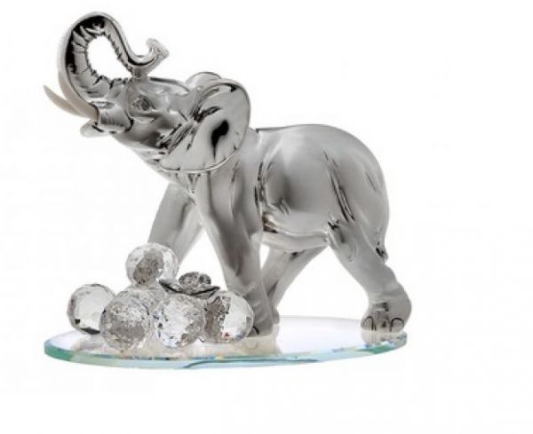 Italian 925 Silver Argento Elephant Figurine w.Swarovski Crystal #18183