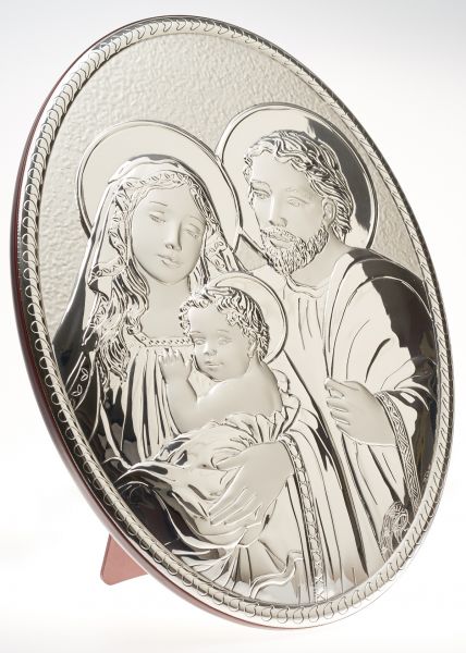 Sagrada Familia Italiana 925 Plata Argento Oval Placa Religiosa 13 x 18 #1997