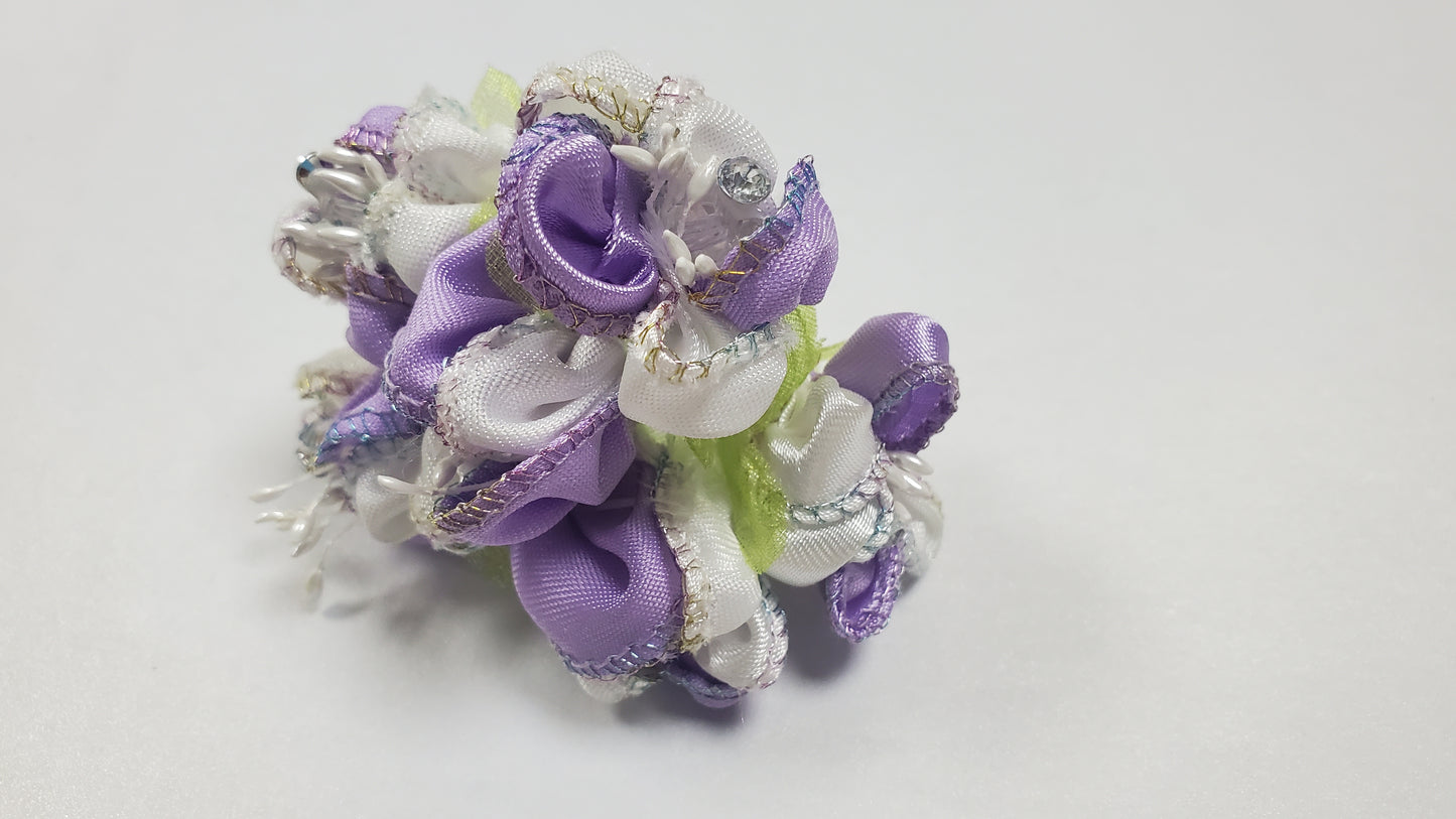 Color blanco y lila Flor w. diamantes de imitación - 72 piezas/bolsa Arf2061W/L