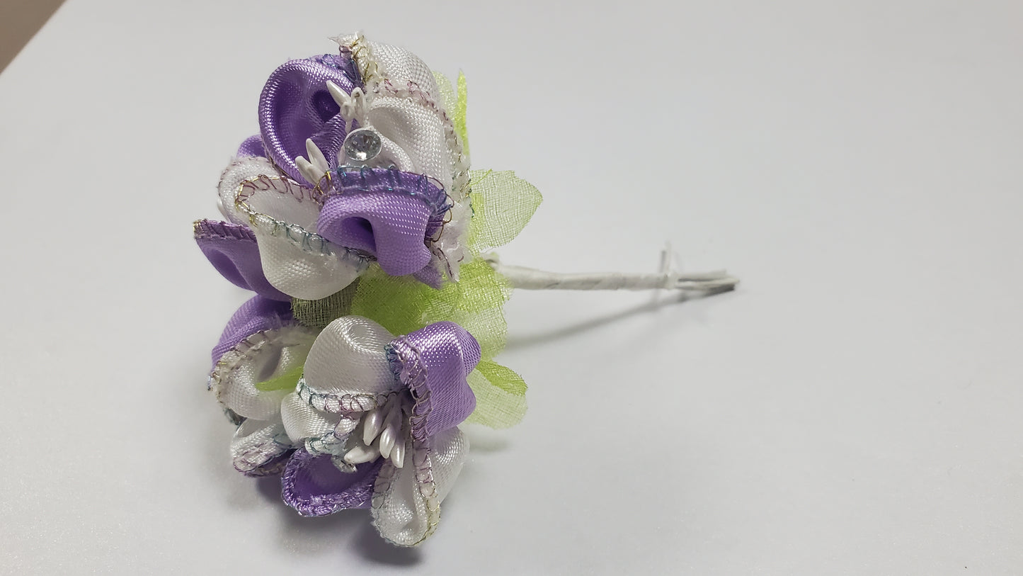 Color blanco y lila Flor w. diamantes de imitación - 72 piezas/bolsa Arf2061W/L