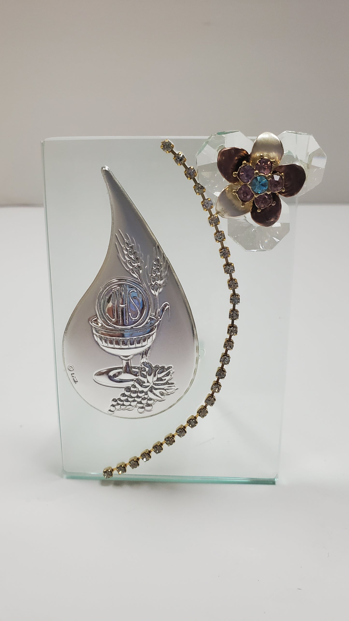 Italiano Argento 925 Plata Comunión Cáliz W. Cristal Swarovski Icono #K529