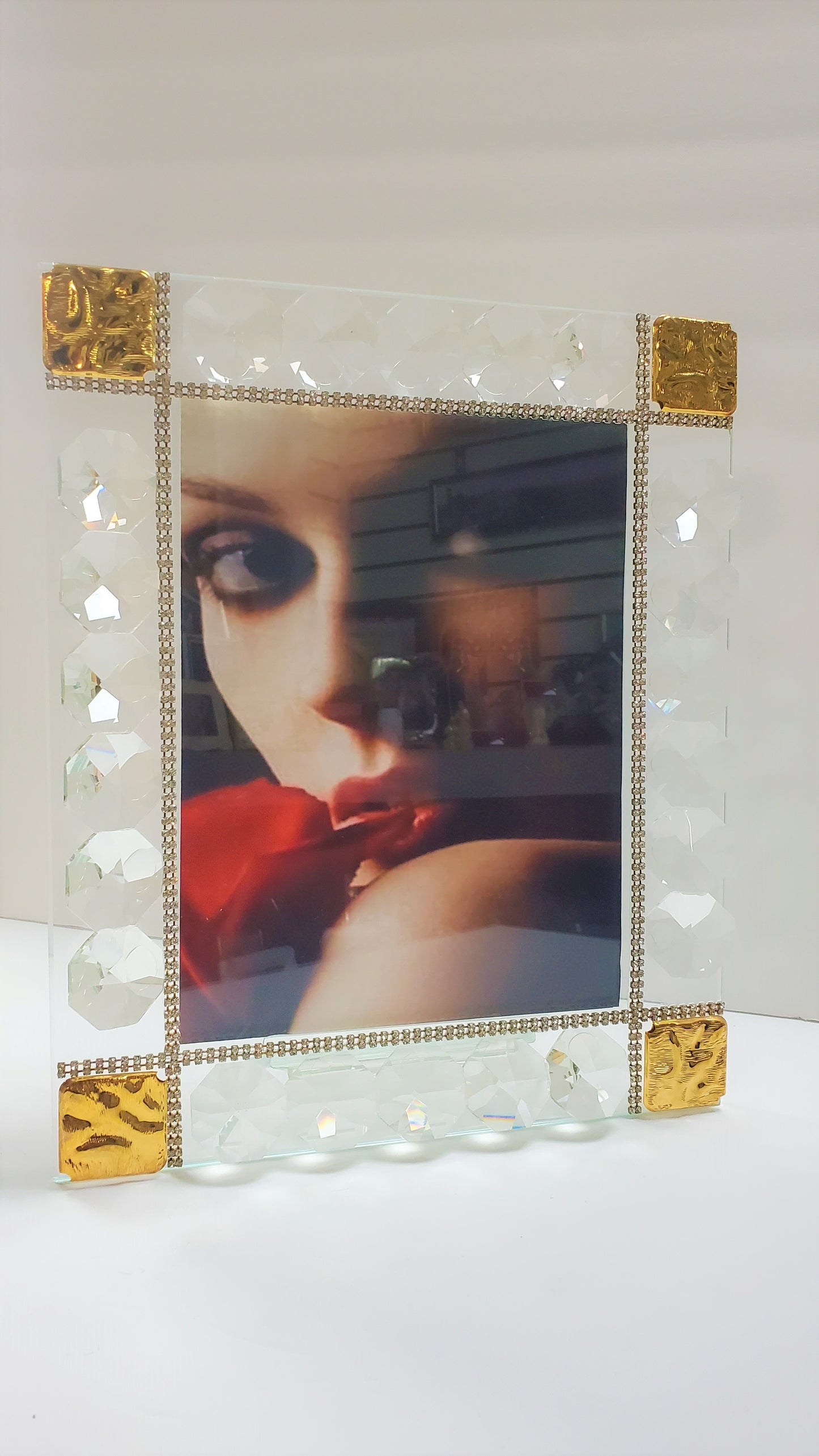 Italian 24% Crystal Picture Frame 18kt Gold Plated #18134