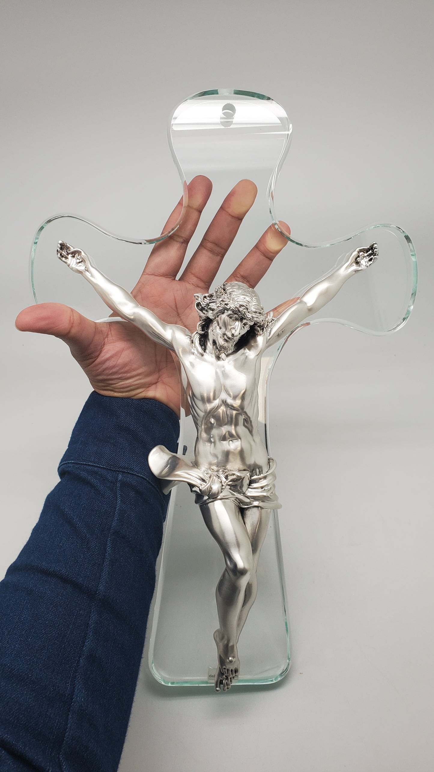 Cristo in Croce Argento 925 e Croce di Cristallo #2637