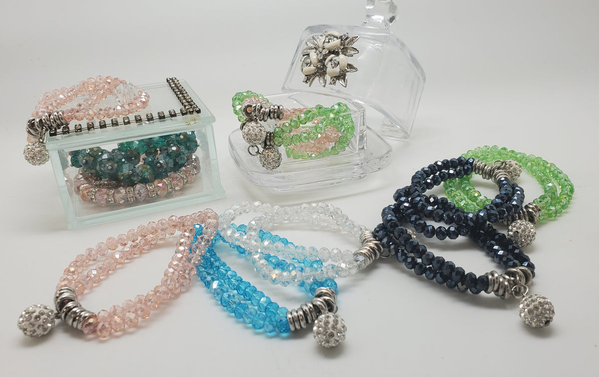 Brazalete Mujer Doble Cristal Plata #DB07
