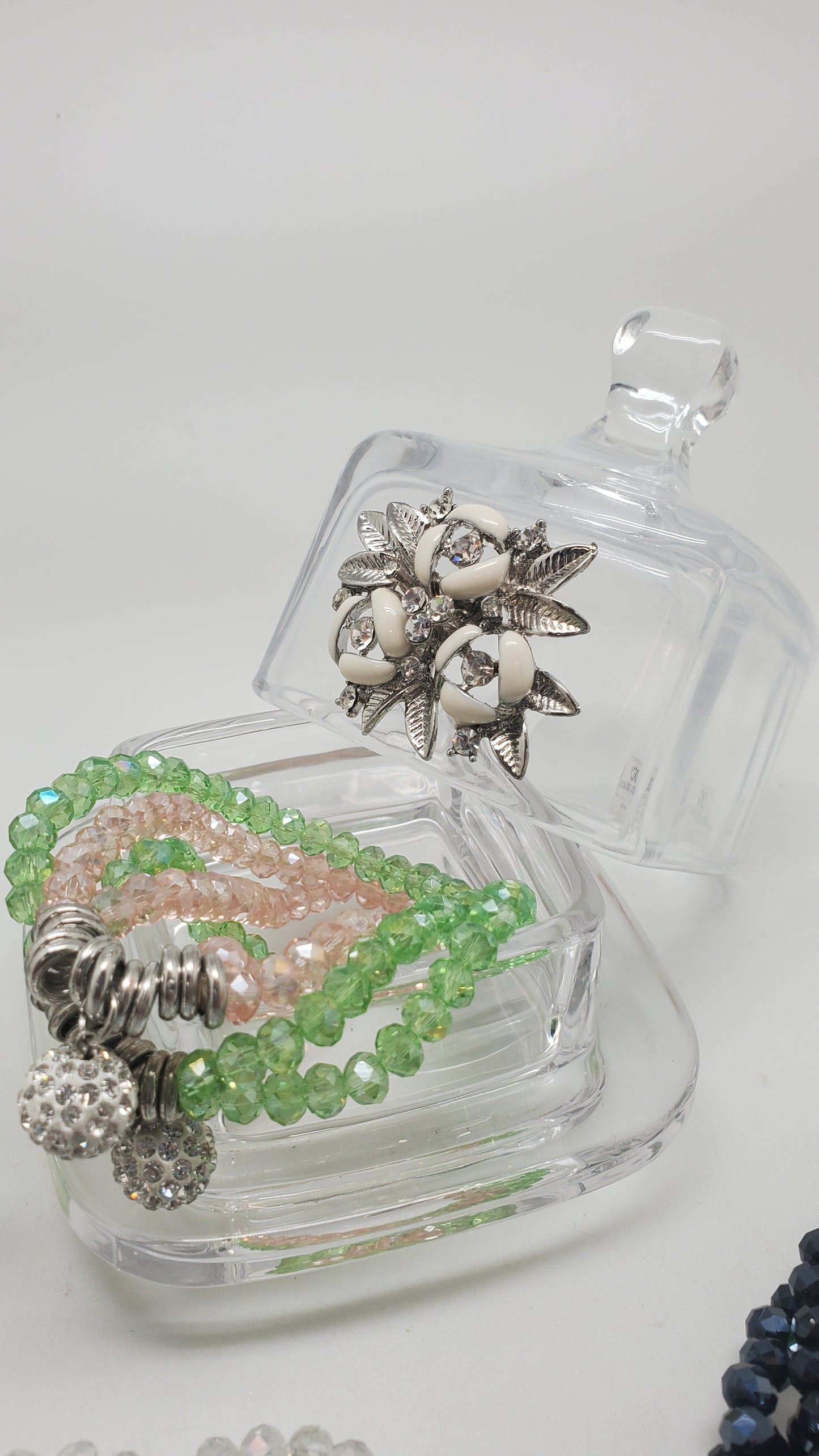 Joyero de cristal italiano con broche de cristal de Swarovski #DC2386