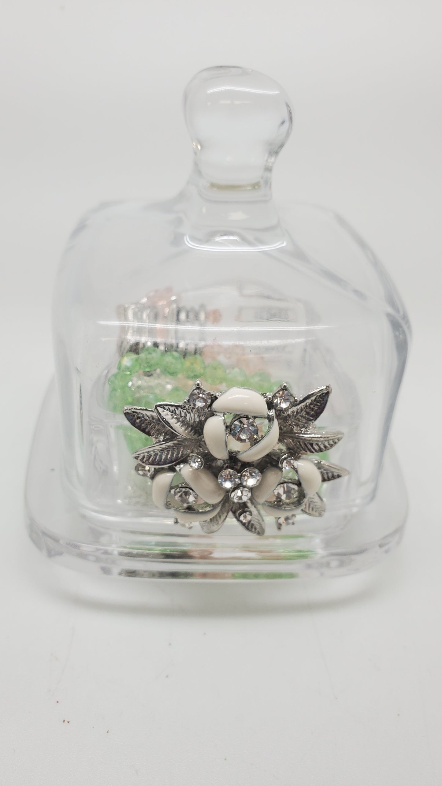 Joyero de cristal italiano con broche de cristal de Swarovski #DC2386