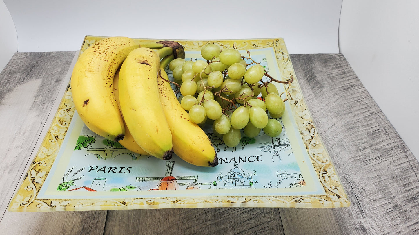 Piatto da frutta decorativo in vetro Paris Design GHP23