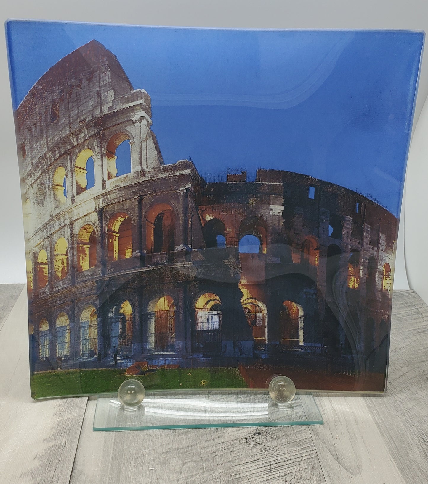 Piatto da frutta decorativo in vetro Colosseo romano Design GHP02