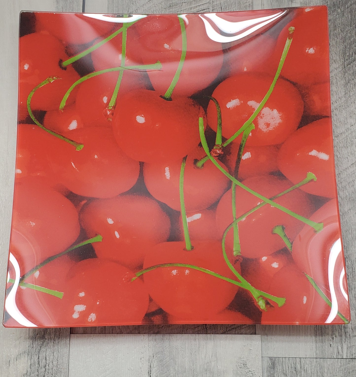 Piatto da frutta decorativo in vetro design ciliegia GHP24