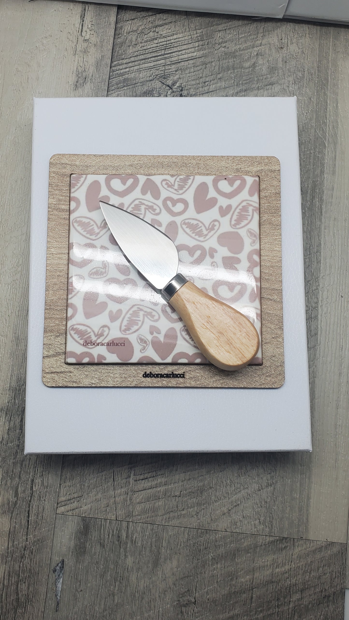 Debora Carlucci 5x5 Square Cheese Board Hearts Pattern #6902