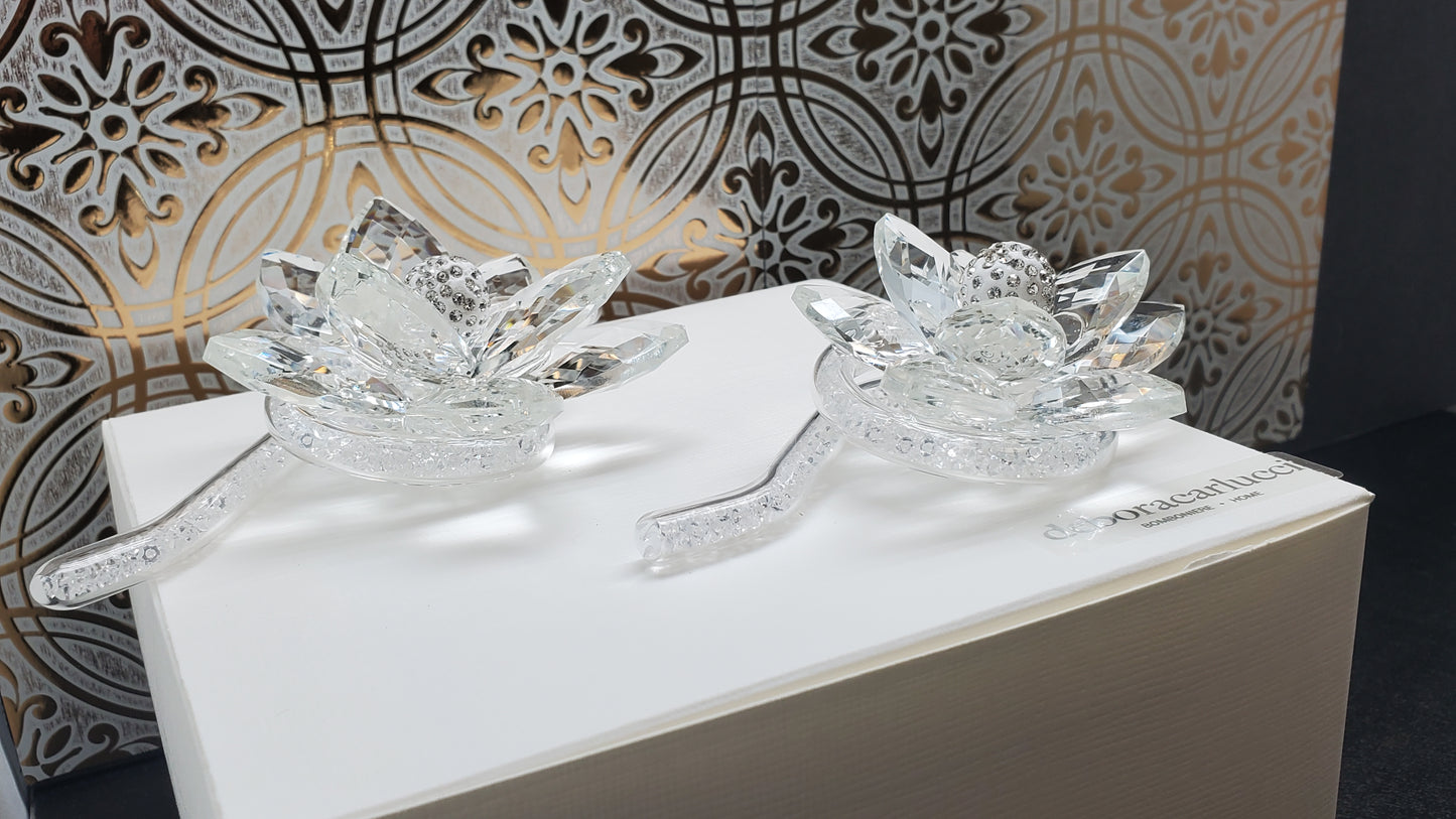 Debora Carlucci Flor de Swarovski con cuentas de cristal grande con tallo #35662