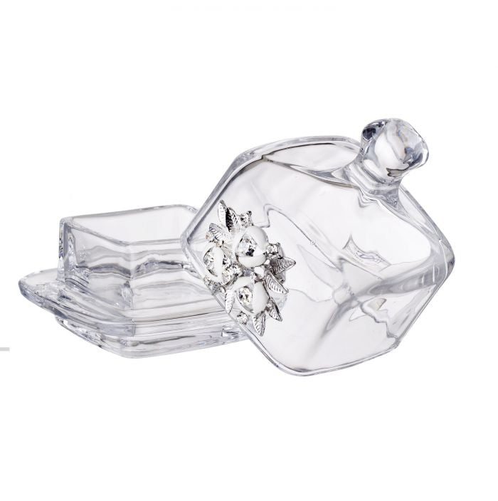 Joyero de cristal italiano con broche de cristal de Swarovski #DC2386