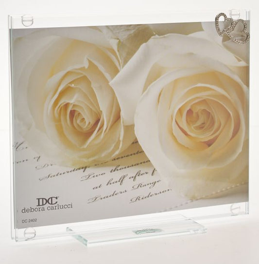 Portafoto italiano w. Doppi cuori e cuori di cristallo Swarovski #DC2401