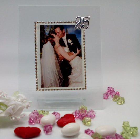 Cornice italiana per il 25° anniversario con cristalli Swarovski #30606