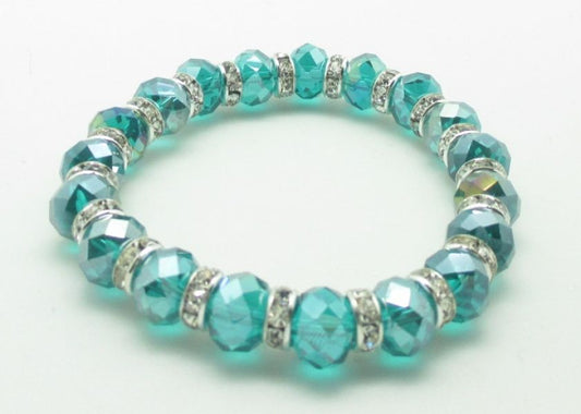 Bracciali di cristallo argento e verde acqua #333