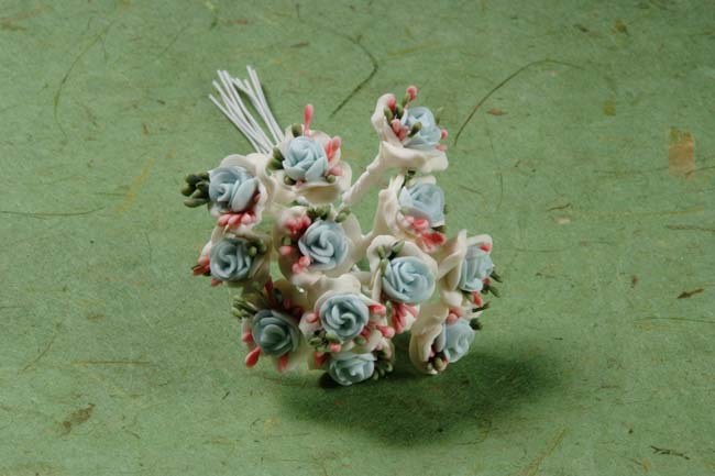 Flores rosas de porcelana rosa / azul / marfil - 144 piezas 61115