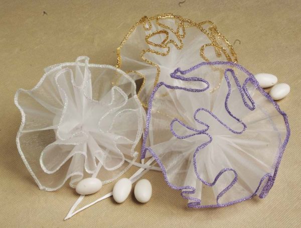 Tul de organza de 9' con ribete de purpurina iridiscente #61157 25 piezas/bolsa
